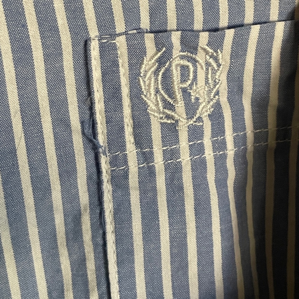 Vintage Panhandle Slim Blue Striped Shirt Button Front 1 Pocket Men's Size XXL - Picture 6 of 12